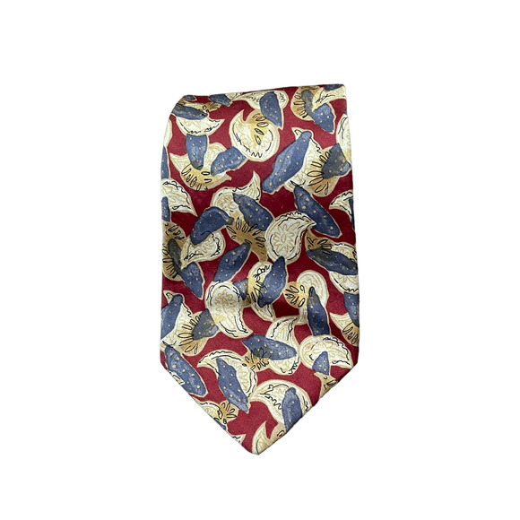 Robert Talbott Mens Tie Burgundy Gray Yellow Geometric Pattern 100% Silk‎ 59X4 - Picture 1 of 5